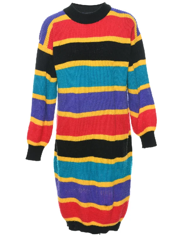 Striped Jumper Dress - M