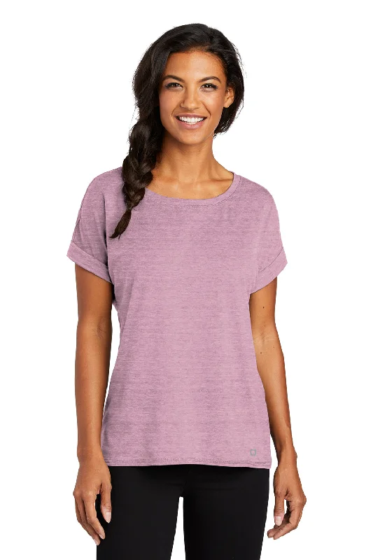 Ogio Womens Luuma Jersey Moisture Wicking Short Sleeve Crewneck T-Shirt - Heather Lilac Pink - Closeout