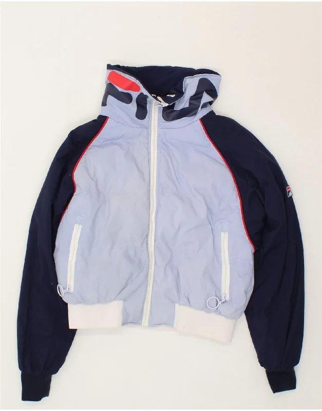 FILA Womens Crop Padded Jacket UK 16 Large Blue Colourblock Nylon