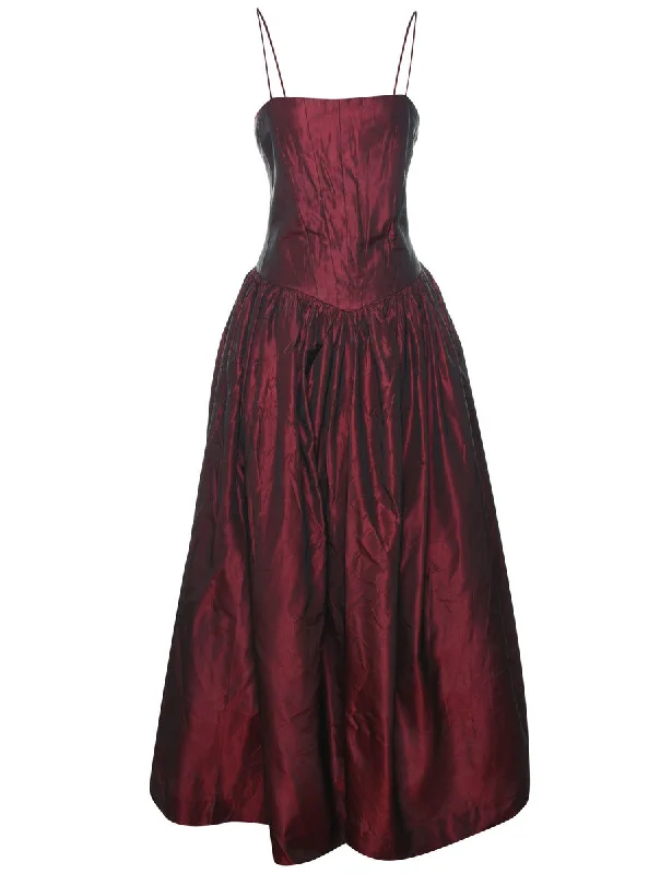 Strappy Maroon 1980s Party Dress - XS