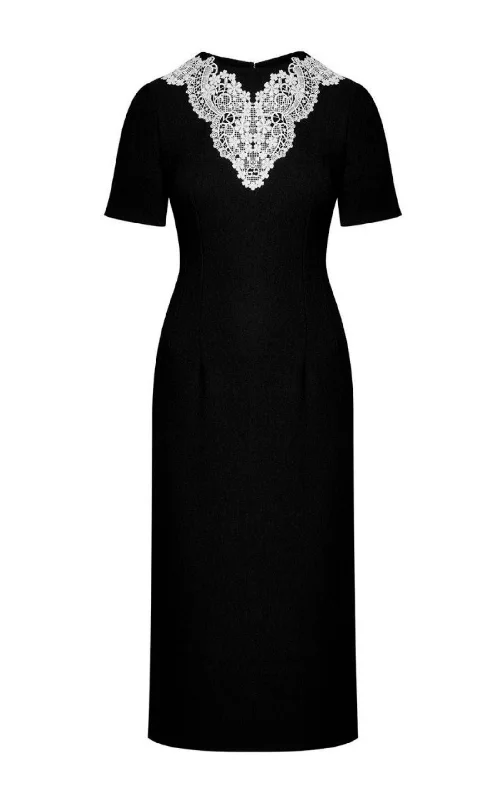 Wool Sable Lace Midi Dress