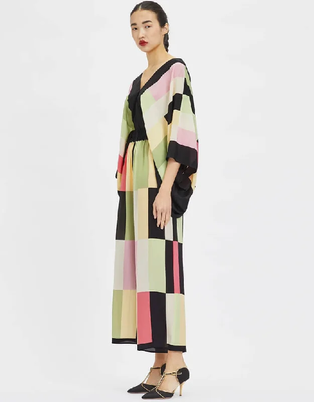 Multi Fancy Soft Silk Crepe Kaftan Co-Ord Set