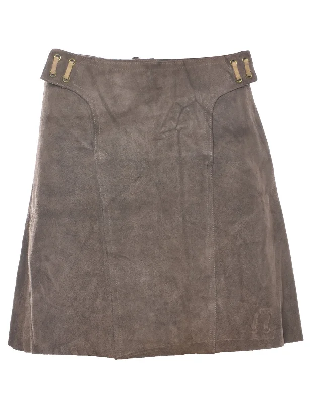 Suede A-line Skirt - M