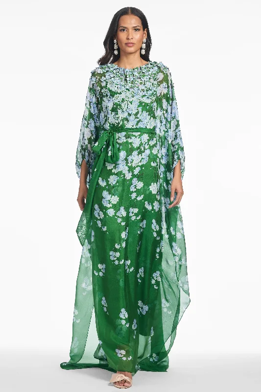 GILDA GOWN - KELLY GREEN DEGRADE FLORALS