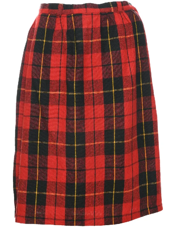 Tartan Pencil Skirt - M