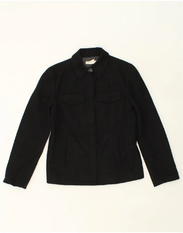 J. CREW Womens Utility Jacket UK 6 XS Black Wool