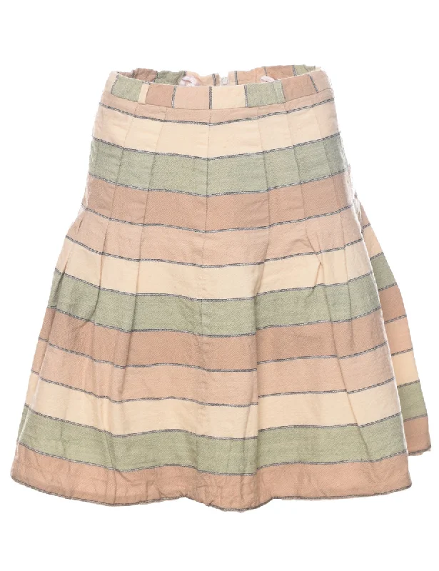 Striped Pleated Skirt - S