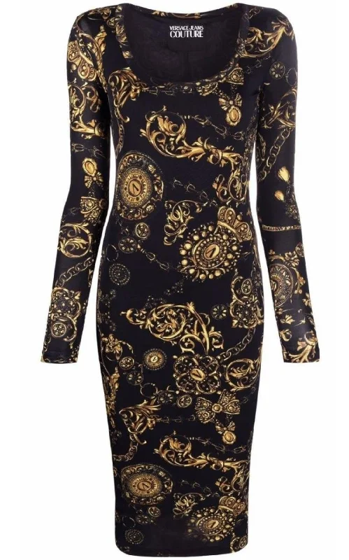 Baroque print Midi Dress