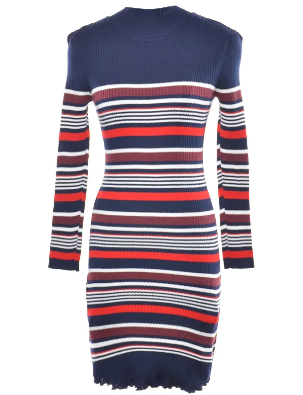 Striped Jumper Dress - L