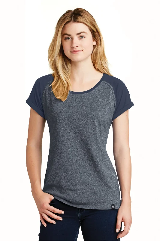 New Era Womens Heritage Short Sleeve Crewneck T-Shirt - Navy Blue/Navy Blue Twist - Closeout