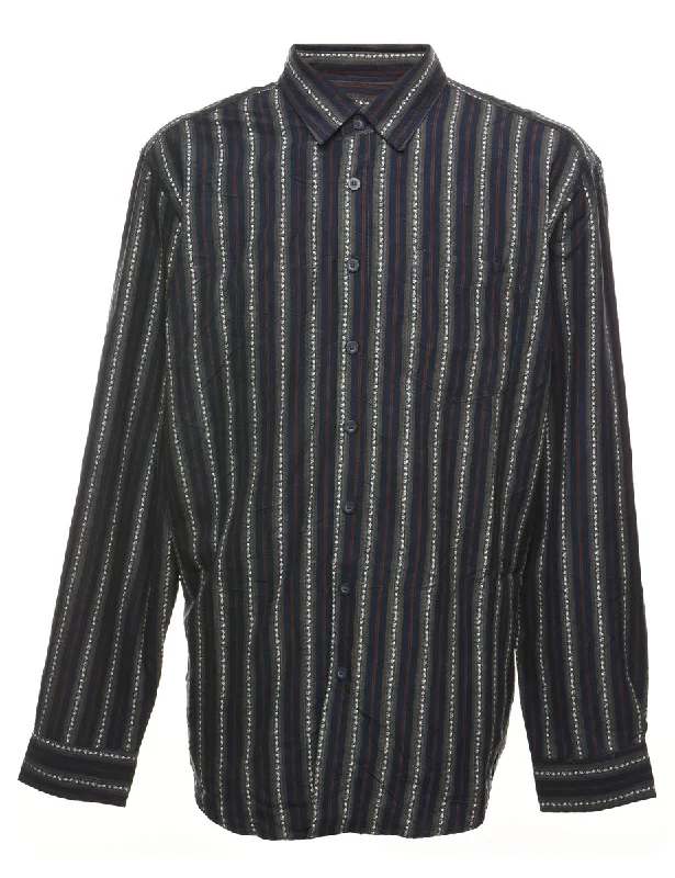 Striped Dark Green & Navy Shirt - XL