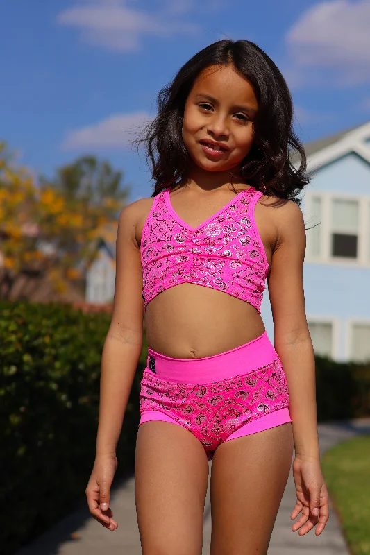 Xena Crop Top - Neon Pink Bandana/Neon Pink - Ready To Ship