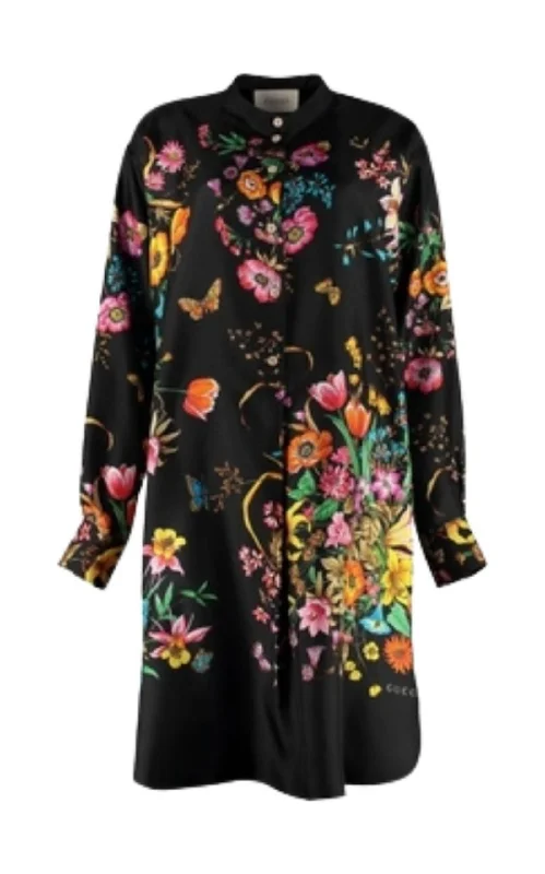 Silk Floral Shirtdress