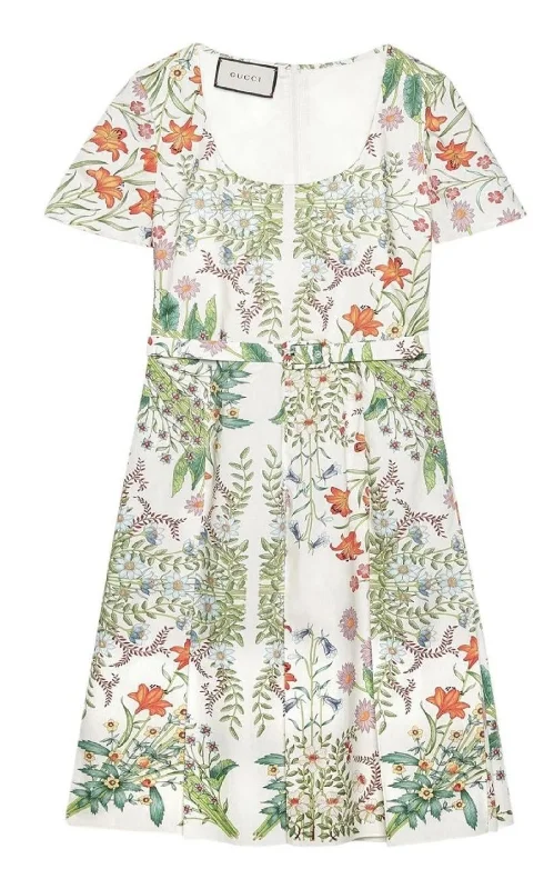 Flora Print Cotton Midi Dress