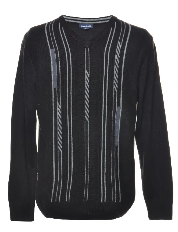 Striped Black Jumper - M