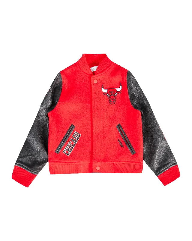 NBA CHICAGO BULLS CLASSIC TODDLER BOYS WOOL VARSITY JACKET (RED/BLACK)