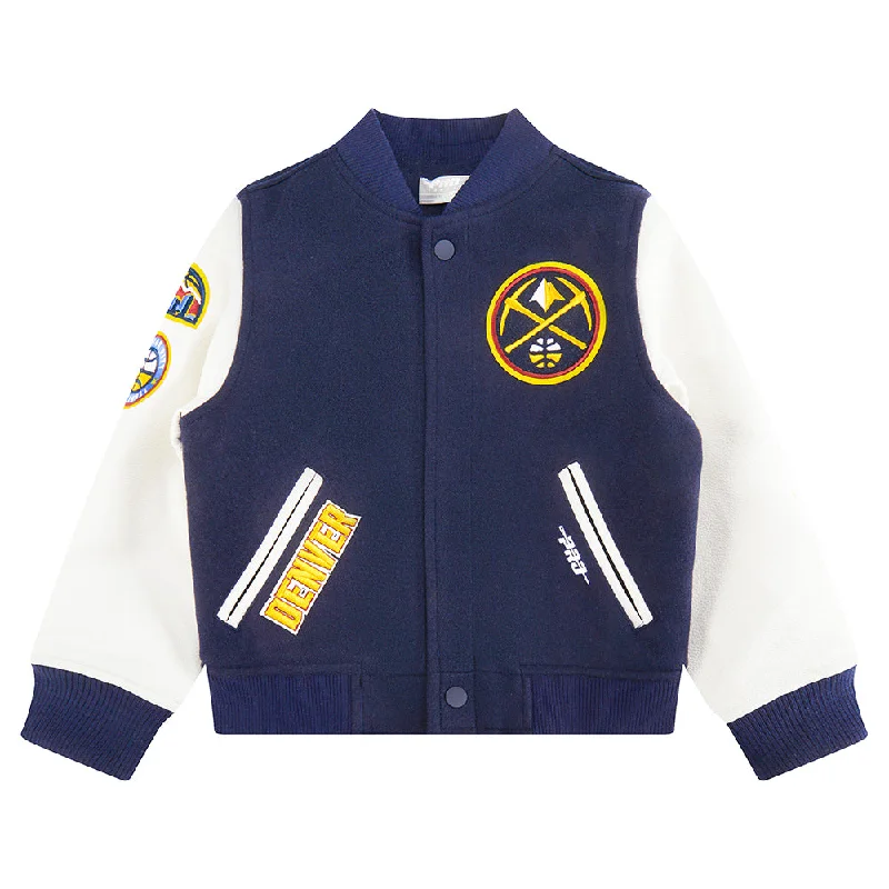 NBA DENVER NUGGETS CLASSIC LITTLE BOYS WOOL VARSITY JACKET (MIDNIGHT NAVY/WHITE)