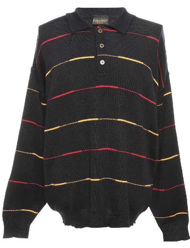 Striped Black Jumper - L