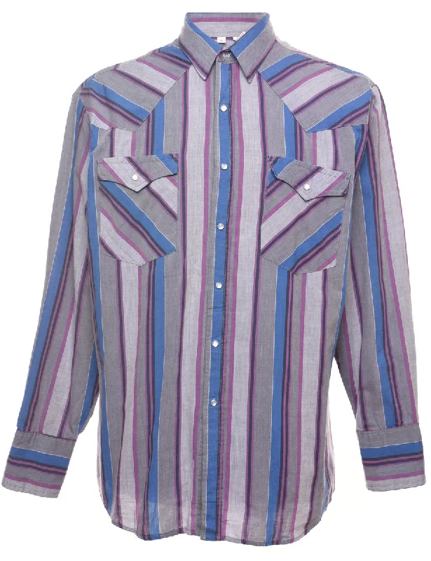 Striped Multi-Colour Western Shirt - L