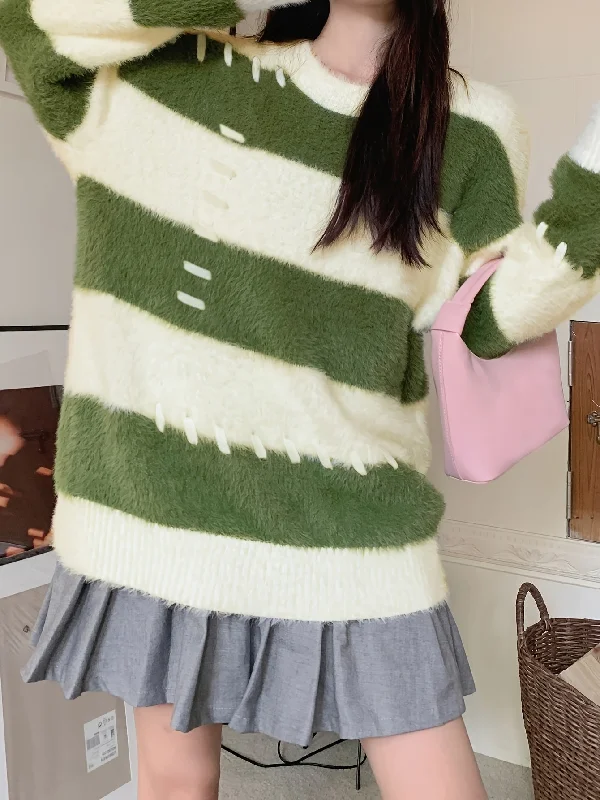 Sixsr Color Block Knitted Pullover Sweater, Casual Long Sleeve Sweater For Fall & Winter, Women's Clothing