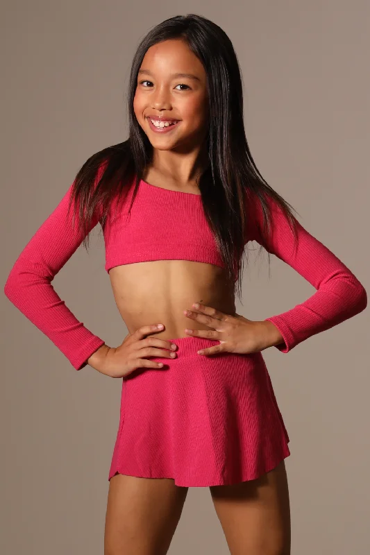 Honest Long Sleeved Crop Top - Fuchsia - FINAL SALE