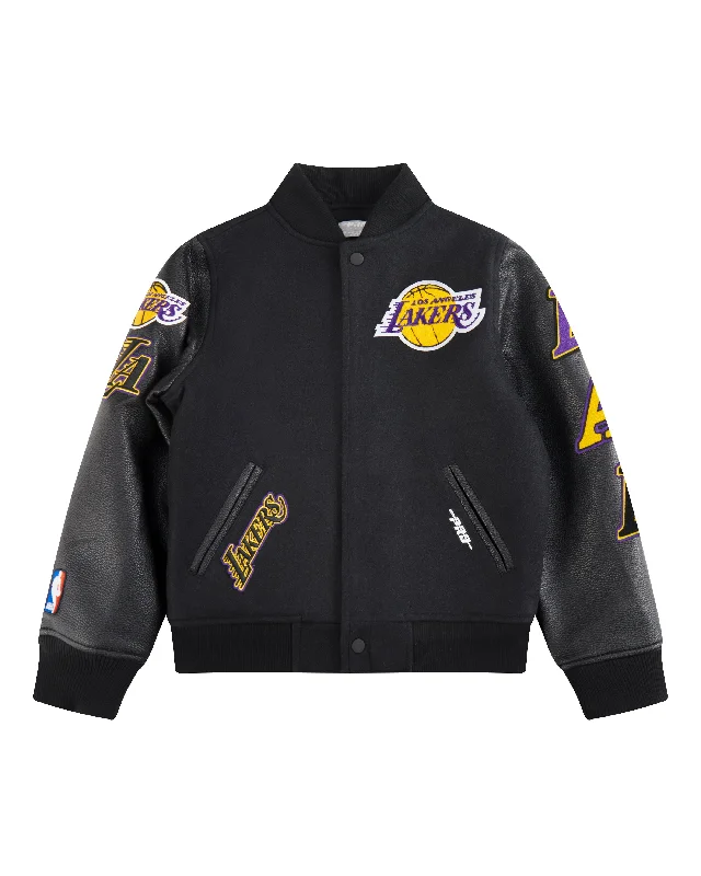 NBA LOS ANGELES LAKERS CLASSIC BIG BOYS WOOL VARSITY JACKET (JET BLACK)