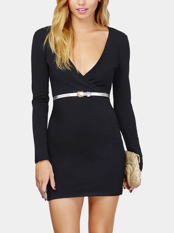 Wholesale Black Wrap Mini Dress