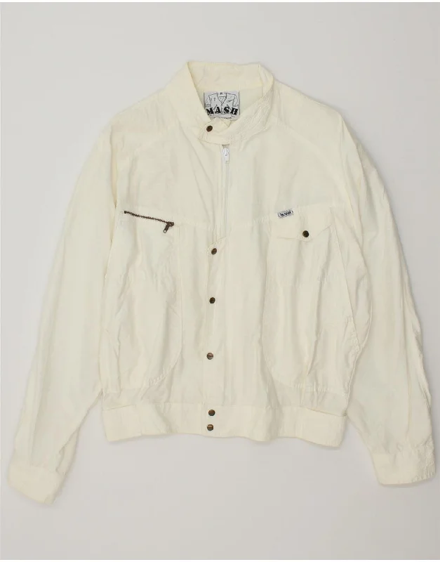 MASH Womens Bomber Jacket UK 14 Medium Off White Cotton