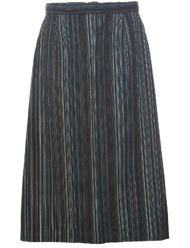 Striped Pattern A-line Skirt - L