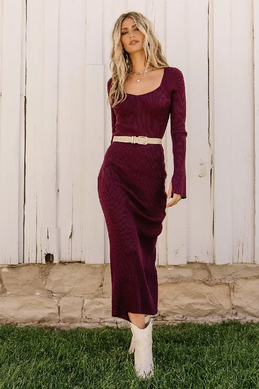 Marika Ribbed Dress | Wine