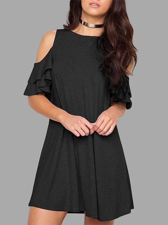 Wholesale Black Cold Shoulder Mini Dress