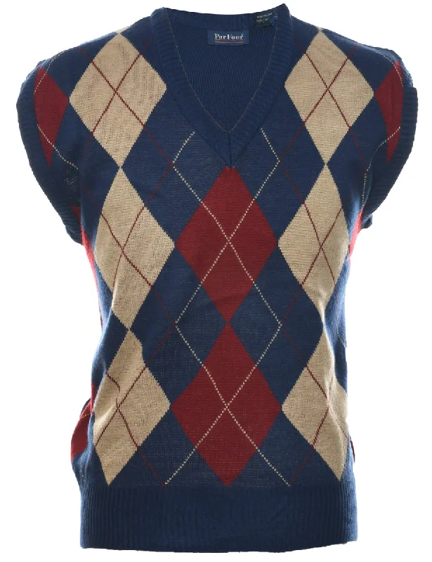 Sweater Argyle Vest - L