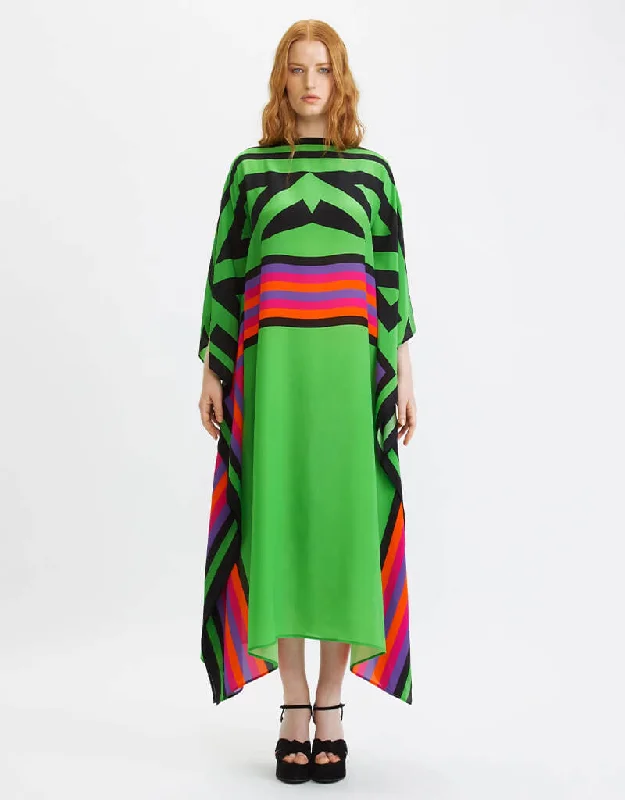 Mid Green Latest Printed Maxi Dress