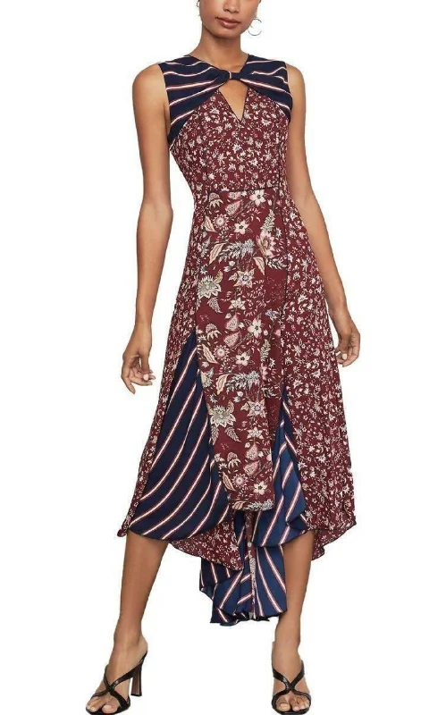 Mixed-Print Asymmetric Dress