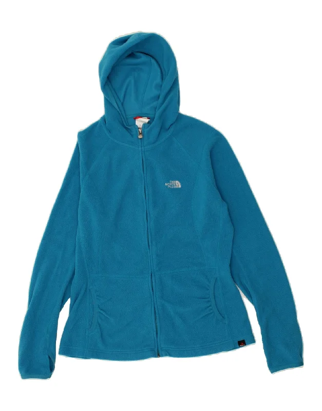 THE NORTH FACE Womens Hooded Fleece Jacket UK 14 Large Blue Polyester