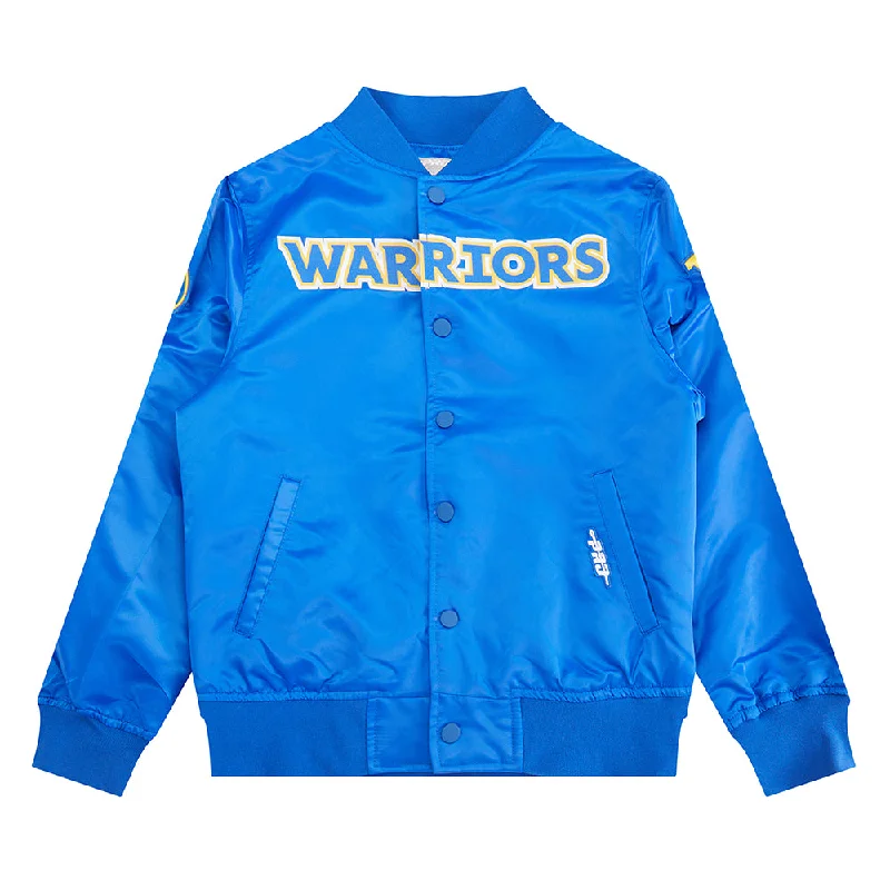 NBA GOLDEN STATE WARRIORS CLASSIC BIG BOYS SATIN JACKET (ROYAL BLUE)