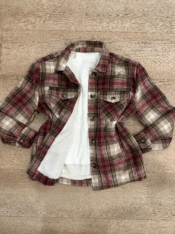 Brown Plaid Fleece Jacket