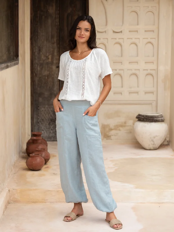 Malibu Linen Pants Slate Blue