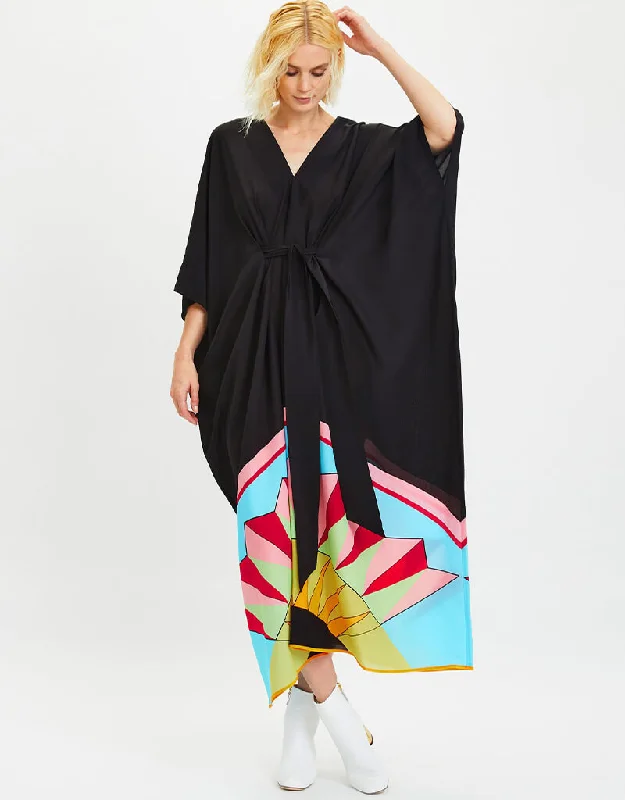 Black Fancy Chelsea Georgette Kaftan