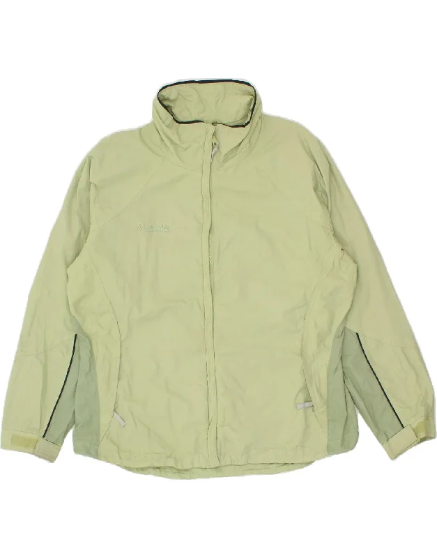 COLUMBIA Womens Rain Jacket UK 18 XL Green Colourblock Nylon