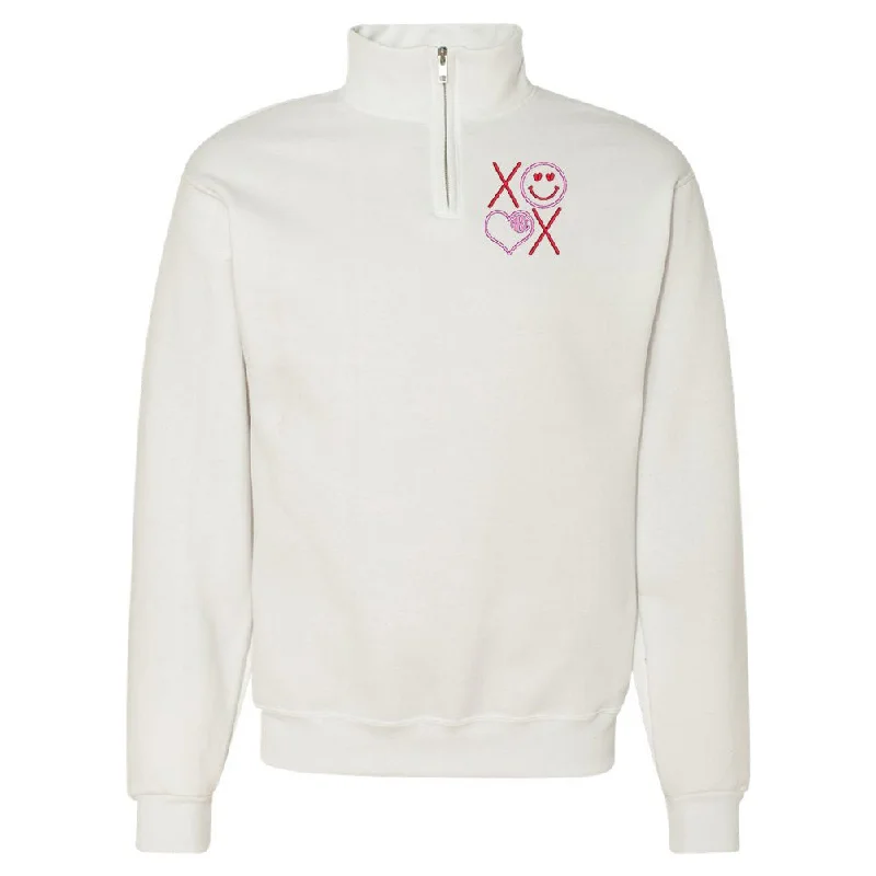 Monogrammed XOXO Smiley Face Quarter Zip Sweatshirt