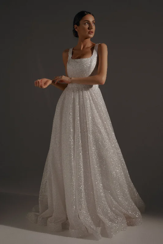 Sparkle Wedding Dress Inkery With Square Neckline