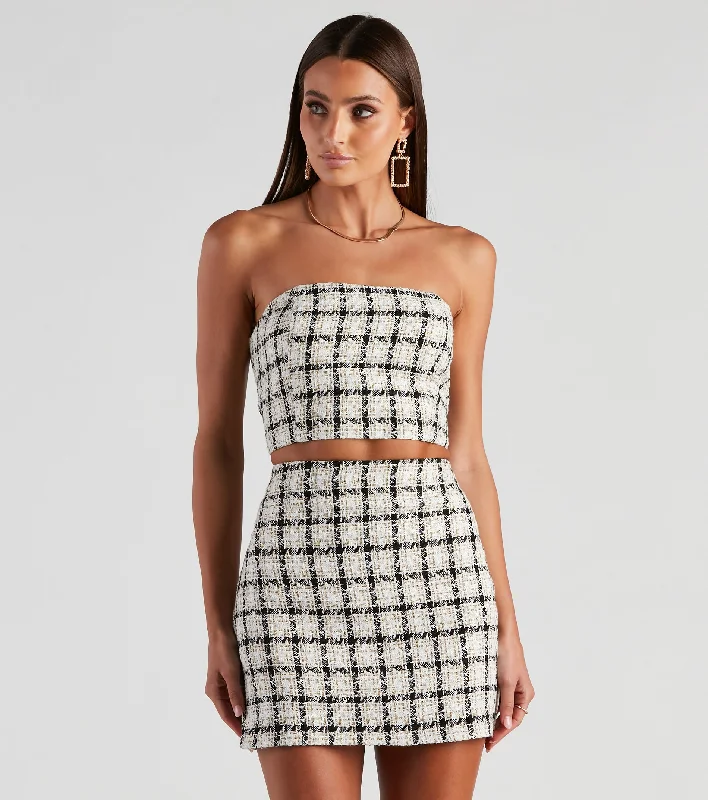 Plaid Princess Tweed Tube Top