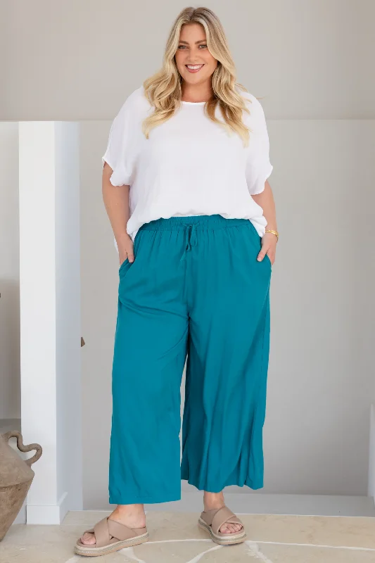 Sammy Drawstring Crop Pants Deep Teal