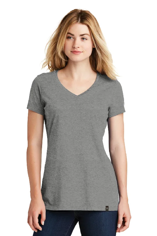 New Era Womens Heritage Short Sleeve V-Neck T-Shirt - Heather Shadow Grey