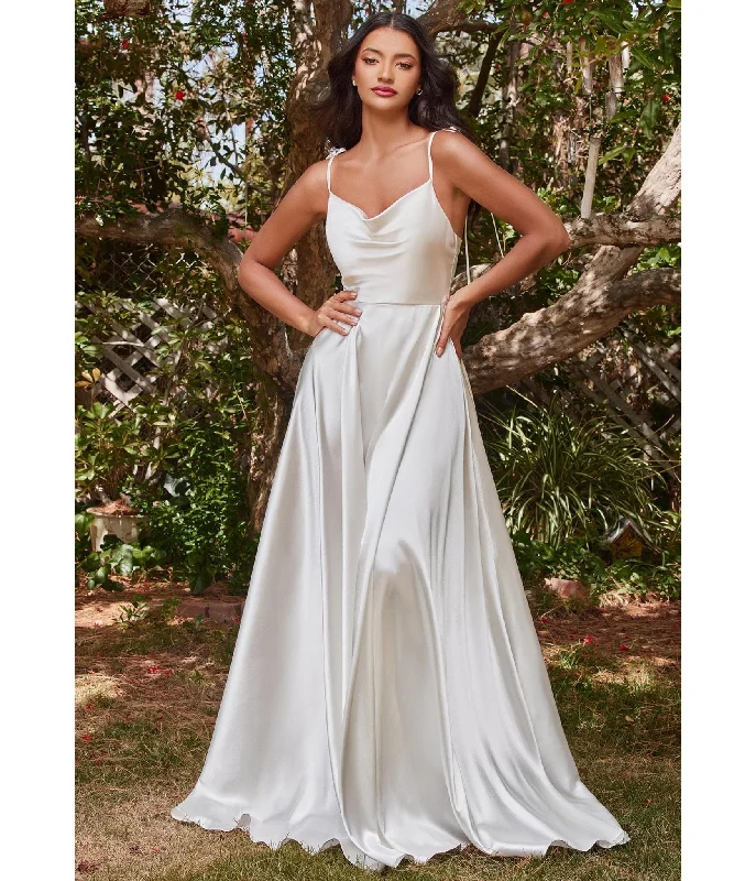 Ladivine by Cinderella Divine White Liquid Satin Bridal Dress