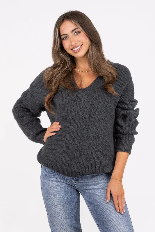 The Grandest Women's V-Neck Ribbed Knit Sweater