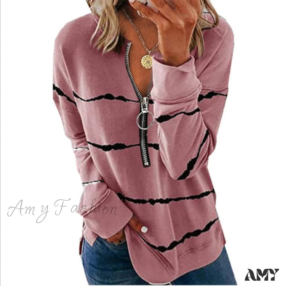 Amy Fashion - Large Loose Zipper Sexy Printed Vintage T Shirts