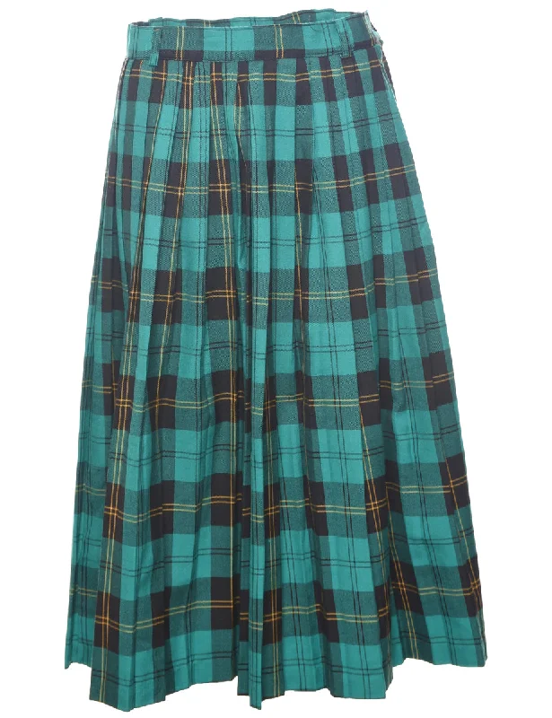 Tartan Pleated Skirt - M