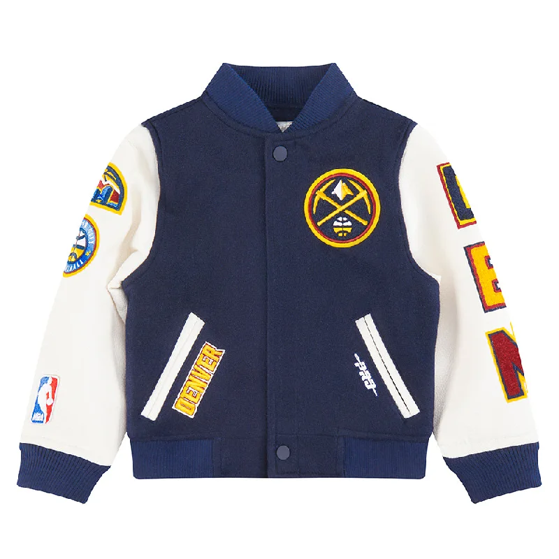 NBA DENVER NUGGETS CLASSIC TODDLER BOYS WOOL VARSITY JACKET (MIDNIGHT NAVY/WHITE)